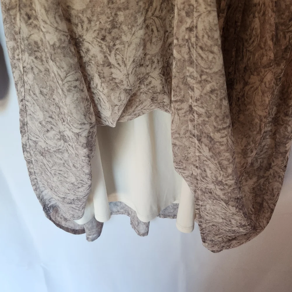 GILLI Long Sleeve Patterned Faux Tie Waist Dress V-Neck Lightweight Size L - Picture 8 of 12